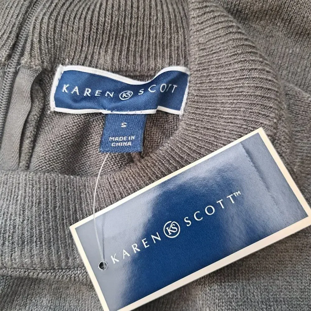 Karen Scott Mock Neck Back Zipper Sweater